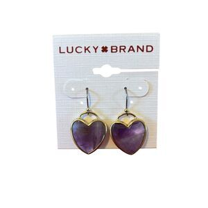 Beautiful Amethyst Colored Heart Drop Earrings